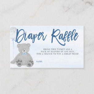 Boy Teddy Bear Gray Balloon Windeln Raffle Ticket Begleitkarte