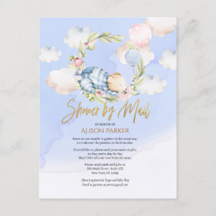 Boy Teddy Bear Niedlich Woodland Babydusche per Ma Postkarte