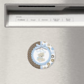 Boy Teddy Bear Round Magnet (In Situ (Geschirrspüler))