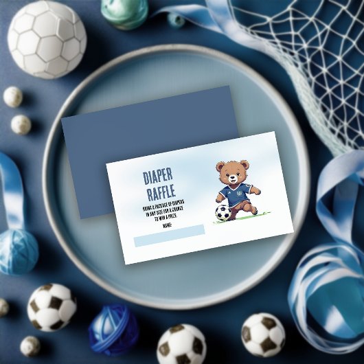 Boy Teddy Bear Soccer Babydusche Windelwindeln Begleitkarte