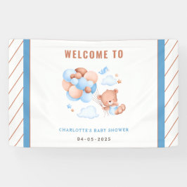 Boy Teddy Bear “We Can Bearly Wait” Baby Shower Banner