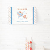 Boy Teddy Bear “We Can Bearly Wait” Baby Shower Banner (InSitu)