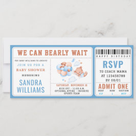 Boy Teddy Bear “We Can Bearly Wait” Baby Shower Einladung