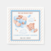 Boy Teddy Bear “We Can Bearly Wait” Baby Shower Serviette (Vorderseite)