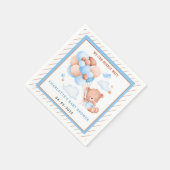 Boy Teddy Bear “We Can Bearly Wait” Baby Shower Serviette (Ecke)