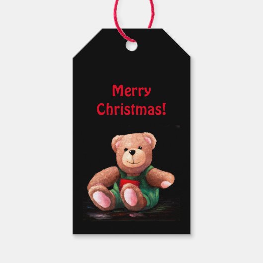Boy Teddy Bear Weihnachtstag Geschenkanhänger (Vorderseite)