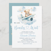 Boy Teddy Bear wir können frühes Abwarten Baby Dus Einladung (Vorne/Hinten)