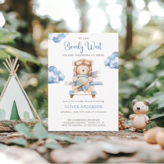 Boy Teddy Bear wir können frühes Abwarten Baby Dus Einladung