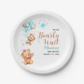 Boy Teddy Bear wir können frühes Abwarten Baby Dus Pappteller (Vorderseite)