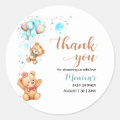 Boy Teddy Bear wir können frühes Abwarten Baby Dus Runder Aufkleber (Vorderseite)