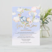 Boy Teddy Bear Woodland Virtual Baby Dusche Einladung (Stehend Vorderseite)