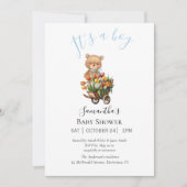 Boy Teddy Bearly Wait Blue Floral Ankündigung (Vorderseite)