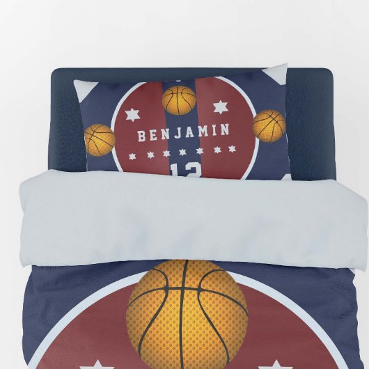 Boy Teen Basketball Court Ball Stars Name Kissenbezug