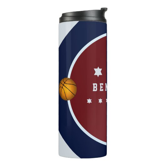Boy Teen Basketball Stars Name Blue Red Thermosbecher (Nach links gedreht)