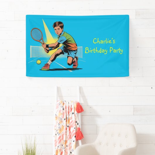 Boy Tennis Geburtstagsparty Banner (Insitu)