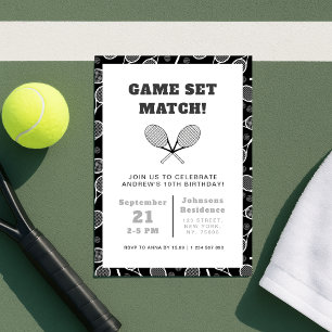Boy Tennis Geburtstagsparty Einladung