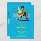 Boy Tennis Geburtstagsparty Einladung (Vorne/Hinten)