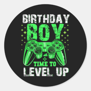 Boy Time to Level Up Video Game Birthday Boys Yout Runder Aufkleber