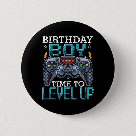 "Boy Time to Level Up Video Game Birthday Gamer 12 Button (Vorderseite)