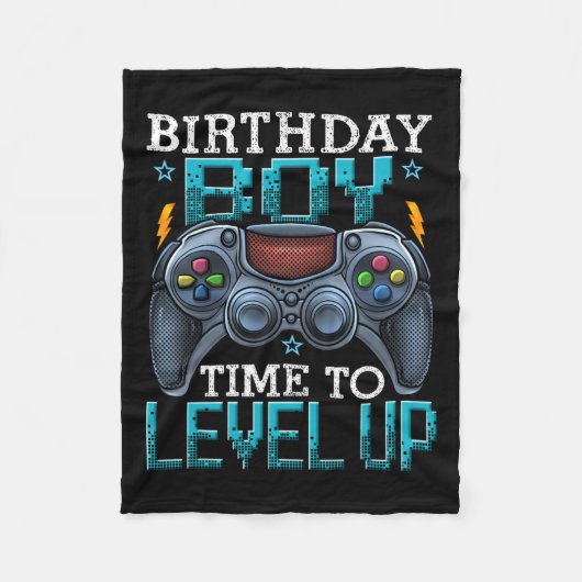 "Boy Time to Level Up Video Game Birthday Gamer 12 Fleecedecke (Vorderseite)