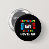 "Boy Time to Level Up Video Game Birthday Gamer 4 Button (Vorne & Hinten)