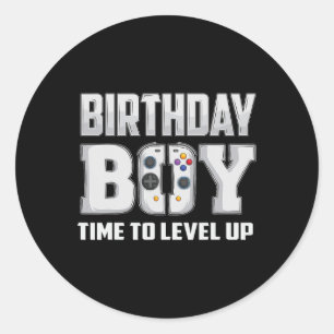 "Boy Time to Level Up Video Game Birthday Gamer 5 Runder Aufkleber