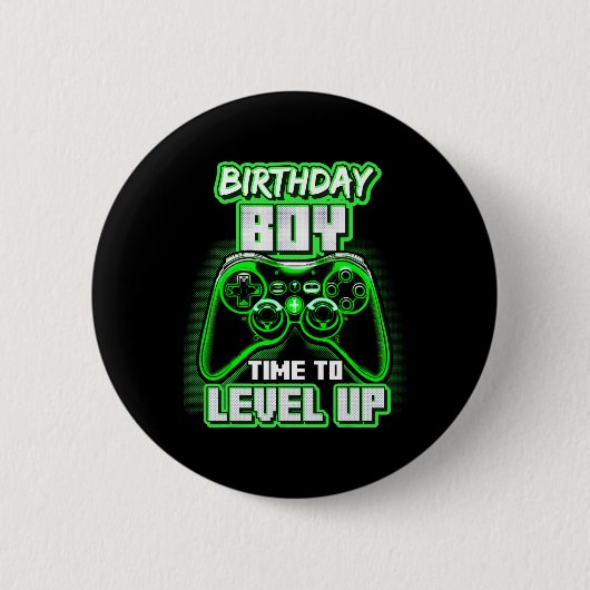 "Boy Time to Level Up Video Game Birthday Gamer 6 Button (Vorderseite)