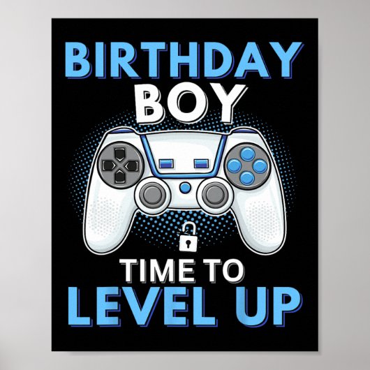 "Boy Time to Level Up Video Game Birthday Gamer 8 Poster (Vorne)