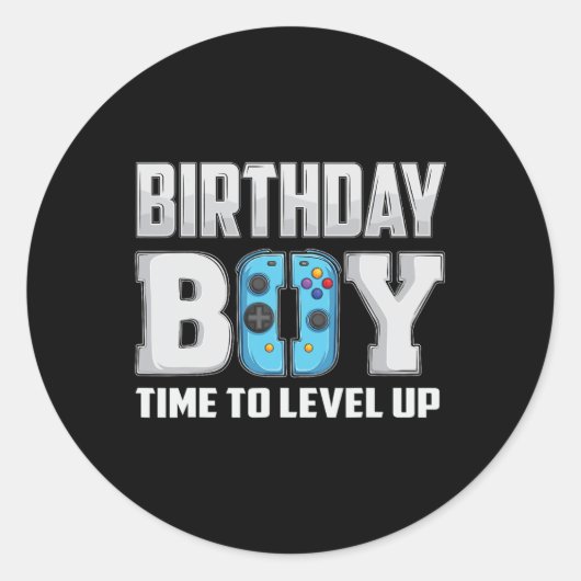 "Boy Time to Level Up Video Game Birthday Gamer" 9 Runder Aufkleber (Vorderseite)