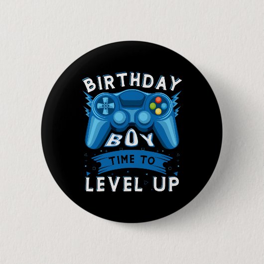Boy Time to Level Up Video Game Birthday Gamer Boy Button (Vorderseite)