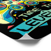 Boy Time to Level Up Video Game Birthday Gamer Boy Poster (Ecke)