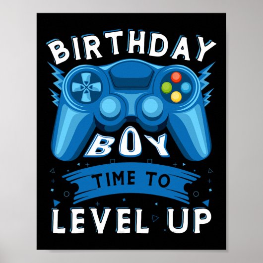Boy Time to Level Up Video Game Birthday Gamer Boy Poster (Vorne)