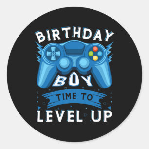 Boy Time to Level Up Video Game Birthday Gamer Boy Runder Aufkleber