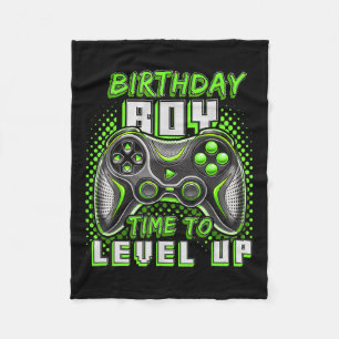 Boy Time to Level Up Video Game Birthday Party Boy Fleecedecke