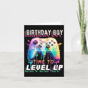Boy Time to Level Up Video Game Birthday Party Boy Karte