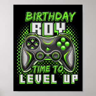 Boy Time to Level Up Video Game Birthday Party Boy Poster