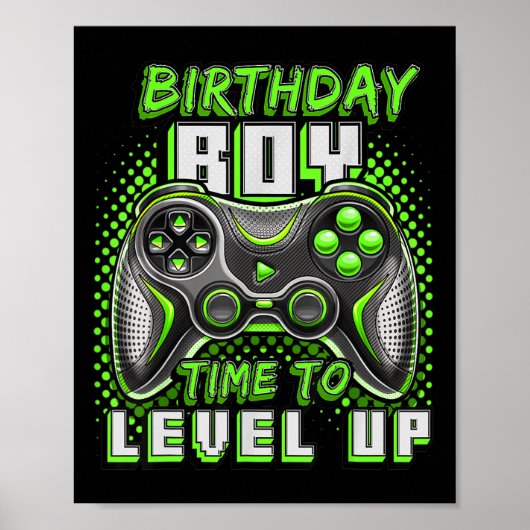 Boy Time to Level Up Video Game Birthday Party Boy Poster (Vorne)