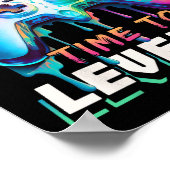Boy Time to Level Up Video Game Birthday Party Boy Poster (Ecke)