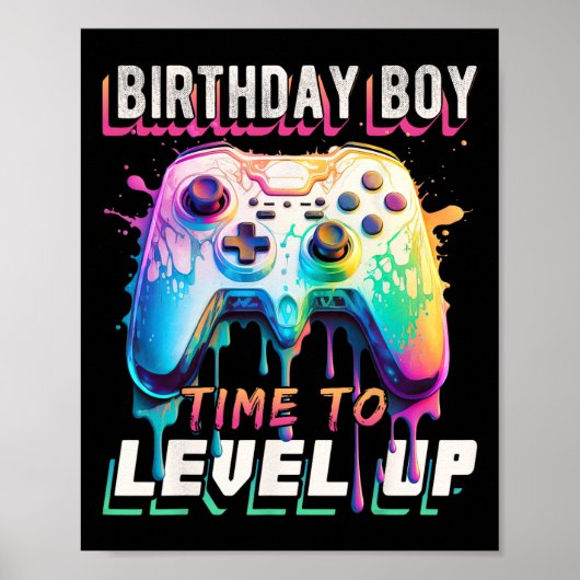 Boy Time to Level Up Video Game Birthday Party Boy Poster (Vorne)