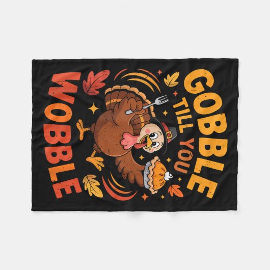 Boy Toddler Gobble Till You Wobble Turkey Funny Th Fleecedecke (Vorderseite (Horizontal))