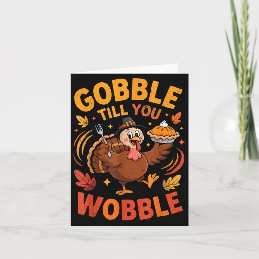 Boy Toddler Gobble Till You Wobble Turkey Funny Th Karte (Vorderseite)