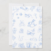 Boy Toile De Jouy Blue Baby Shower Invitation Einladung (Rückseite)