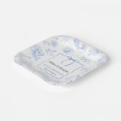 Boy Toile De Jouy Blue Baby Shower Pappteller (Gewinkelt)
