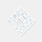 Boy Toile De Jouy Blue Baby Shower Serviette (Ecke)
