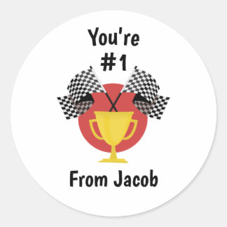 Boy Toy Car Valentine or Birthday Party Favor Runder Aufkleber