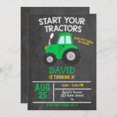 Boy Tractor Birthday Party Einladung (Vorne/Hinten)