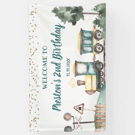 Boy Train Birthday Große Banner (Vertikal)