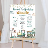 Boy Train Birthday Milestone Sign Poster