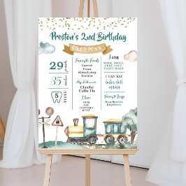 Boy Train Birthday Milestone Sign Poster