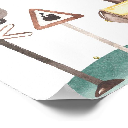 Boy Train Birthday Milestone Sign Poster (Ecke)